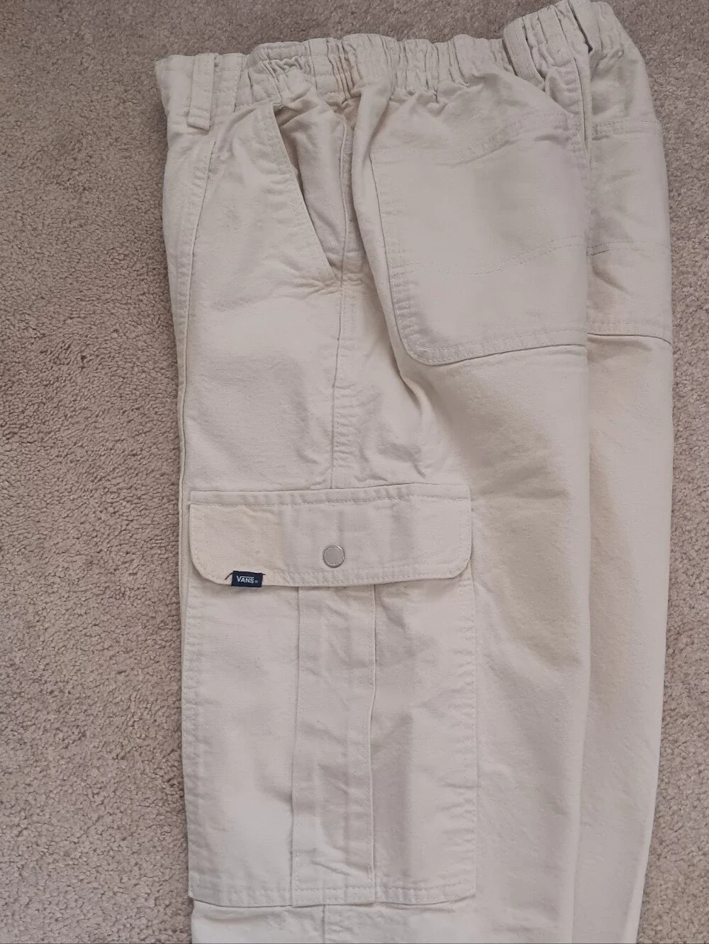 Vans Sidewalk Cream Utility Cargo Pants Women's Size Small Elastic Waist